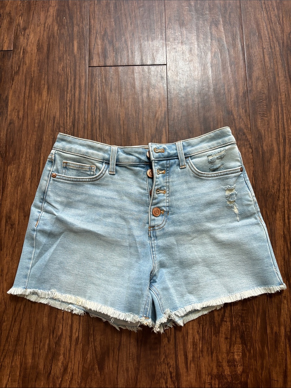 LC Lauren Conrad Light Wash Button-Front Denim Shorts